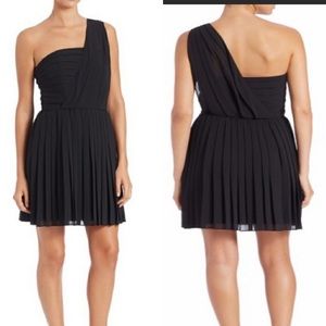 Rachel Roy black pleated one shoulder dress
